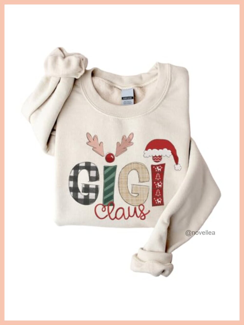 Christmas Claus Embroidery Sweatshirt Pullover Crew Neck Casual Holiday